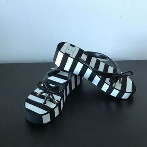 Kate Spade platform sandals black n white stripes